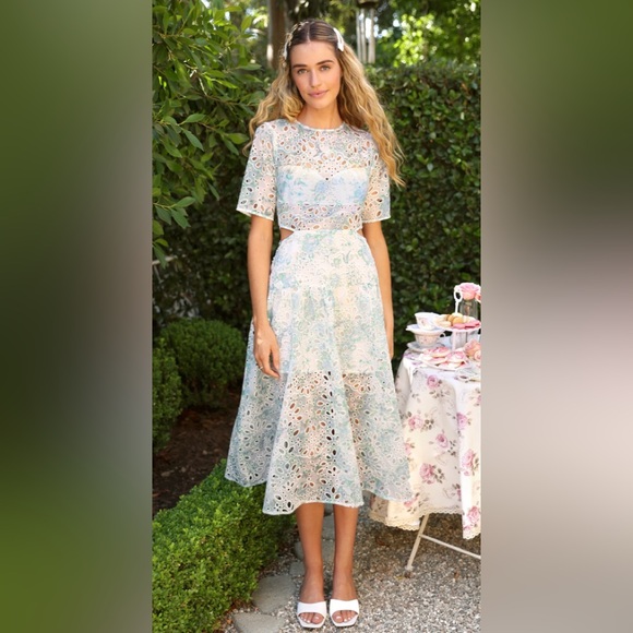 aqua embroidered lace dress Aqua Embroidery Lace main image 0